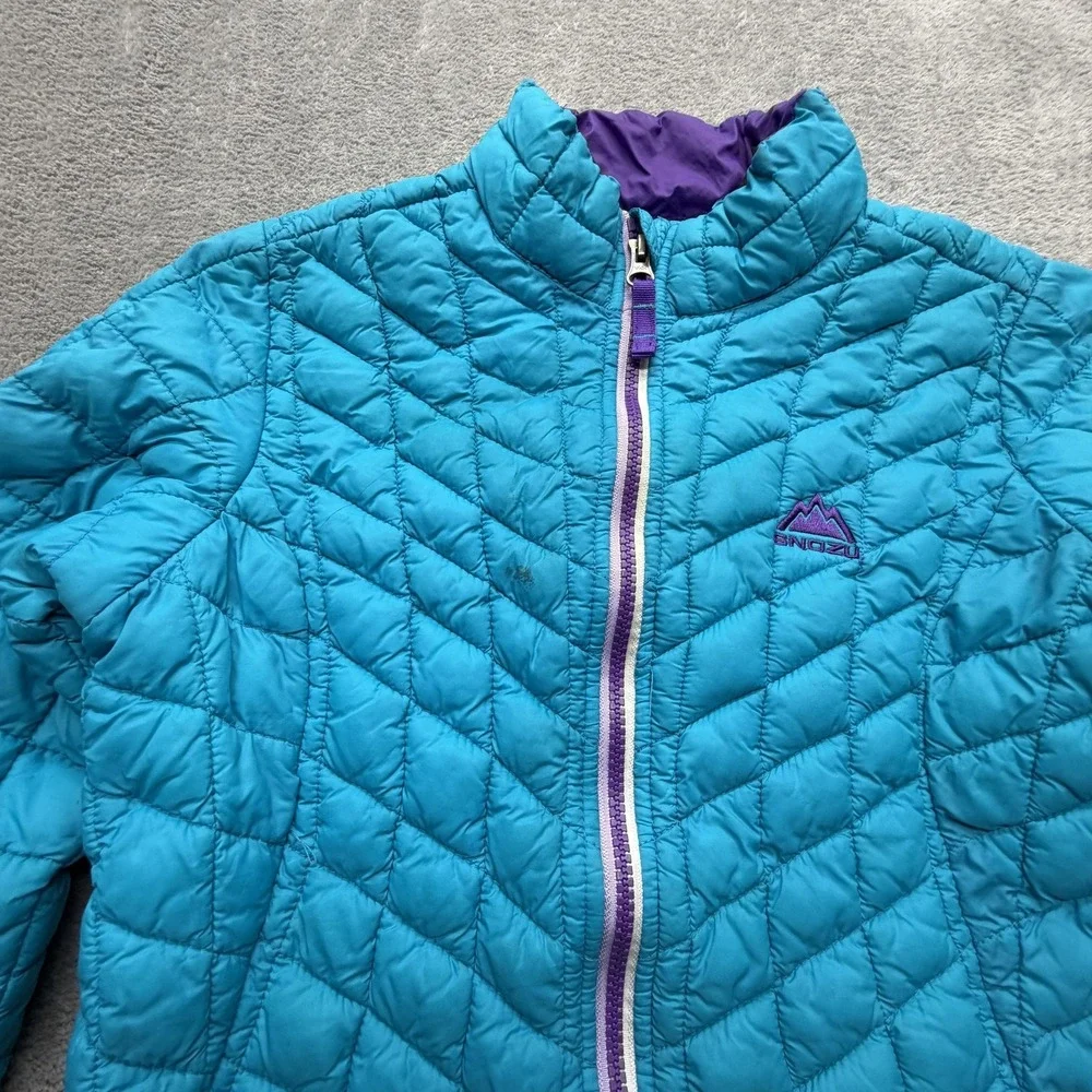 Snozu Jacket Girls Large‎ 14-16 Blue Quilted Puffer Full Zip Insulated Warm